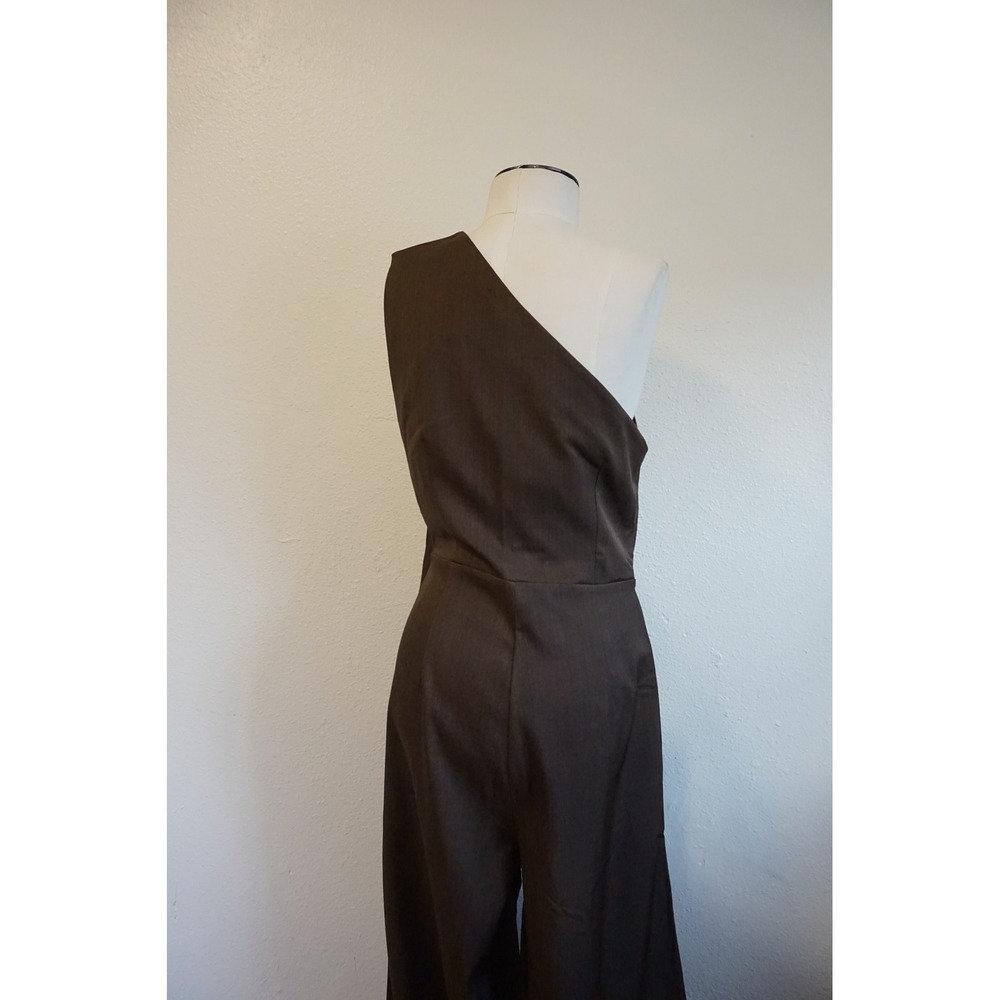 PrettyLittleThing One Shoulder Wide Leg Jumpsuit Chocolate Brown Size 6 NEW - Picture 5 of 8